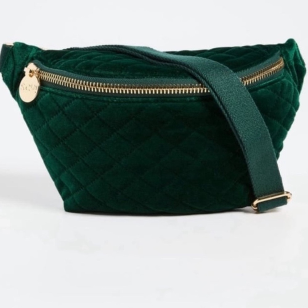 NWT Stoney Clover Lane Quilted Velvet Emerald Green Crossbody Belt Bag